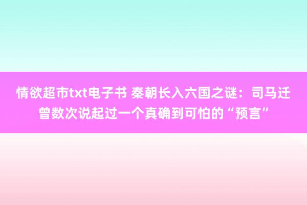 情欲超市txt电子书 秦朝长入六国之谜：司马迁曾数次说起过一个真确到可怕的“预言”
