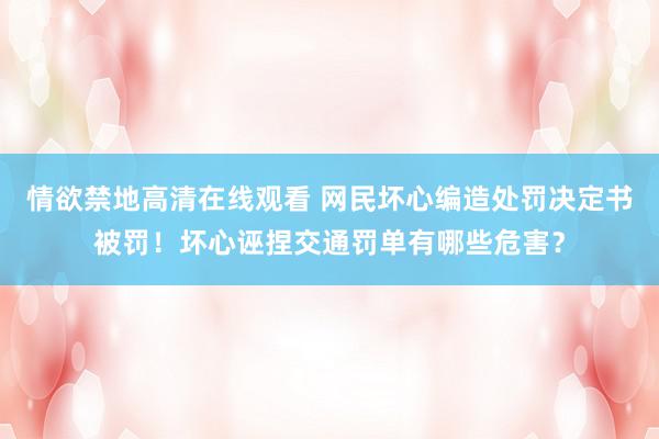 情欲禁地高清在线观看 网民坏心编造处罚决定书被罚！坏心诬捏交通罚单有哪些危害？
