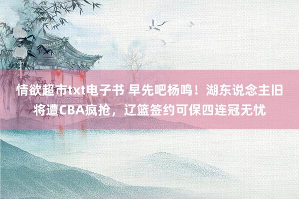 情欲超市txt电子书 早先吧杨鸣！湖东说念主旧将遭CBA疯抢，辽篮签约可保四连冠无忧