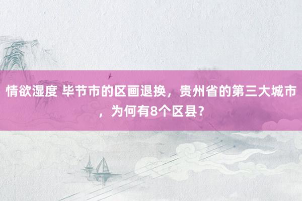 情欲湿度 毕节市的区画退换，贵州省的第三大城市，为何有8个区县？
